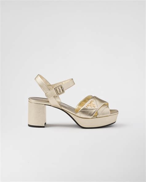 prada quilted nappa leather sandals|Prada platform sandals.